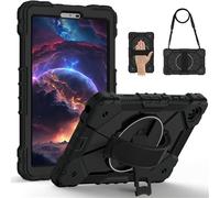 Jenyoog Case for Lenovo Tab One / K9 8.7 Inch 2025 TB305XU/TB305FU,Shockproof Heavy Duty Case Cover with Shoulder Strap/360 Rotatable Kickstand/Hand Strap (Black)