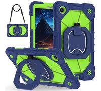 Jenyoog Case for Lenovo Tab One / K9 8.7 Inch 2025 TB305XU/TB305FU,Shockproof Heavy Duty Case Cover with Shoulder Strap/360 Rotatable Kickstand/Pencil Holder (Dark Blue + Green)