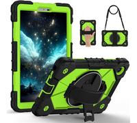 Jenyoog Case for Lenovo Tab One / K9 8.7 Inch 2025 TB305XU/TB305FU,Shockproof Heavy Duty Case Cover with Shoulder Strap/360 Rotatable Kickstand/Hand Strap (Black + Green)