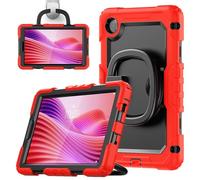 Jenyoog Case for Lenovo Tab One/Tab K9 8.7 Inch: with Strong Protection,Screen Protector,Hand/Shoulder Strap,Rotating Stand,Pencil Holder. (Red+Black)