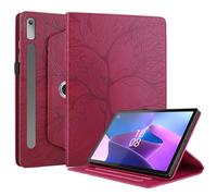 Jenyoog Case for Lenovo Tab P11 Pro 2nd Gen 11.2" 2022 (TB-132FU/ TB-138FC) - 360 Degree Rotating Stand Protective,Tree of Life Shockproof Premium PU Leather Cover Built-in Pencil Holder (Red)