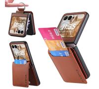 Jenyoog Case for Motorola Razr 50 Ultra/Razr+ 2024 Case,Shockproof PU Leather Case with Card Holder/Ring Kickstand/Wallet Case for Motorola Moto Razor 50 Ultra/Razr+ Plus,Brown