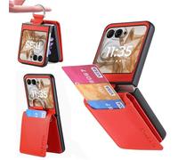 Jenyoog Case for Motorola Razr 50 Ultra/Razr+ 2024 Case,Shockproof PU Leather Case with Card Holder/Ring Kickstand/Wallet Case for Motorola Moto Razor 50 Ultra/Razr+ Plus,Orange