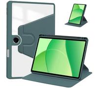 Jenyoog Case for Oppo Pad SE 11 inch 2025,PU & TPU Shockproof Transparent Back Shell Cover with 360 Degree Rotating Adjustable Stand (Dark Green)