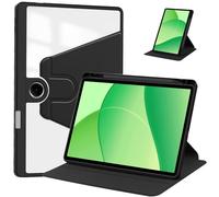 Jenyoog Case for Oppo Pad SE 11 inch 2025,PU & TPU Shockproof Transparent Back Shell Cover with 360 Degree Rotating Adjustable Stand (Black)