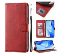 Jenyoog Case for OPPO RENO 12 Pro 5G,Multifuctional Card Holder Stand Shockproof Cover with Cash Wallet & Slim Hand Stap,Impact-Resistence/Scratch-Proof,Red