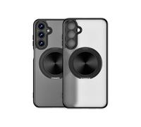 Jenyoog Case for Samsung Galaxy A55,Slim Shockproof TPU Matte Skin-Friendly Cover with Ring Rotatable Bracket,Magnetic Car Mount Supported,Black