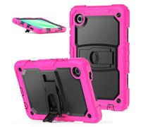 Jenyoog Case for Samsung Galaxy A9+/A9 Plus Tablet Case (SM-X210/X216/X218),3 in 1 Heavy Duty Shockproof Cover for Kids,Built-in Stand & Shoulder Strap (Hot Pink + Black)