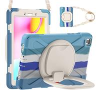 Jenyoog Case for Samsung Galaxy Tab A 8.0 2019 Case,SM-T290/T295 Case, Heavy Duty Shockproof Rugged Case with Rotating Hand Strap/Stand & Shoulder Strap for Protective Cover (Colorful Blue)
