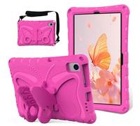 Jenyoog Case for Samsung Galaxy Tab A8 10.5 Inch 2022/2021,Butterfly with Kickstand/Shoulder Strap,Light EVA Full Boby Drop Protective Rugged Shockproof for Girl Kid Gift. (Hot Pink)
