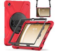 Jenyoog Case for Samsung Galaxy Tab A9+/ A9 Plus Case 11 inch 2023 (SM-X210/X216/X218), Full-Body Protective Case,Rotating Stand,Hand/Shoulder Strap A9+ Tablet Case (Red)