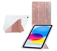 Jenyoog Case for Samsung Galaxy Tab S10 FE/ S9 FE 5G 10.9 Inch/Tab S9 11 Inch 2023,Shiny Y-Shaped Folding Stand Cover with Pen Holder,Shockproof Anti-Fingerprint,Auto Wake/Sleep (Rose Gold)