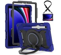 Jenyoog Case for Samsung Galaxy Tab S10 Lite 10.9 inch 2025 SM-X400 SM-X406B,Colorful PC+TPU Military-Grade Shockproof Cover | 360° Rotating Handle Bracket & Shoulder Strap (Navy Blue)