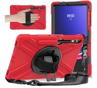 Jenyoog Case for Samsung Galaxy Tab S9 Plus/ S9 FE Plus 5G 12.4" Tablet 2023 with 360°Rotatable Stand & Shoulder Strap, Heavy Duty Case for Galaxy Tab S9+ SM-X810/X816B/X818U (Red)