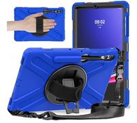 Jenyoog Case for Samsung Galaxy Tab S9 Plus/ S9 FE Plus 5G 12.4" Tablet 2023 with 360°Rotatable Stand & Shoulder Strap, Heavy Duty Case for Galaxy Tab S9+ SM-X810/X816B/X818U (Dark Blue)
