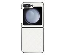 Jenyoog Case for Samsung Galaxy Z Flip 7,Soft PU Leather Diamond Pattern Shockproof Protective Cover for Samsung Galaxy Z Flip 7,White