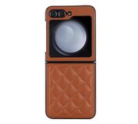 Jenyoog Case for Samsung Galaxy Z Flip 7,Soft PU Leather Diamond Pattern Shockproof Protective Cover for Samsung Galaxy Z Flip 7,Brown