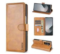 Jenyoog Case for Samsung Galaxy Z Fold 7,Multi Card Holder Zipper Wallet Cover with Folding Bracket,Shockproof Protective Anti-Drop & Bump Magnetic Buckle for Galaxy Z Fold 7 (Brown)