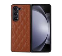 Jenyoog Case for Samsung Galaxy Z Fold 7,Soft PU Leather Diamond Pattern Shockproof Protective Cover for Samsung Galaxy Z Flip 7,Brown
