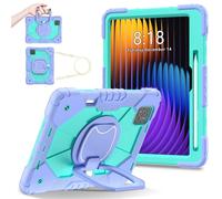 Jenyoog Case for Xiaomi Pad 7 / Xiaomi Pad 7 Pro 11.2 Inch Tablet,Shockproof Rugged Full-Body Protection Cover with Shoulder Strap/360 Rotatable Kickstand/Pencil Holder (Purple + Mint)