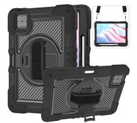 Jenyoog Case for Xiaomi Pad 7 / Xiaomi Pad 7 Pro 11.2 Inch Tablet,[Shoulder Strap]3 Layer Rugged Heavy Duty Silicone Shockproof Cover with Rotating Stand Handle (Black)