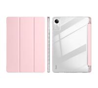 Jenyoog Case for Xiaomi Redmi Pad 2 11 Inch (2025) (Wi-Fi),Shockproof PU Folding Stand Cover with Pen Slot,Transparent Acrylic Back Shell,Auto Wake/Sleep (Pink)