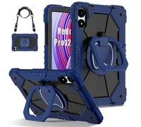Jenyoog Case for Xiaomi Redmi Pad Pro/Xiaomi Poco Pad 2024 12.1" Tablet,Shockproof Rugged Full-Body Protection Cover with Shoulder Strap/360 Rotatable Kickstand/Pencil Holder (Dark Blue + Black)