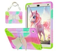 Jenyoog for iPad 9th/8th/7th Generation Case 10.2",Unicorn Stand & Pencil Holder Shoulder Strap,Shockproof for iPad 10.2 Case 2021/2020/2019 Kids (Colourful HotPink)
