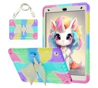 Jenyoog for iPad 9th/8th/7th Generation Case 10.2",Unicorn Stand & Pencil Holder Shoulder Strap,Shockproof for iPad 10.2 Case 2021/2020/2019 Kids (Colourful Purple)