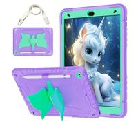 Jenyoog for iPad 9th/8th/7th Generation Case 10.2",Unicorn Stand & Pencil Holder Shoulder Strap,Shockproof for iPad 10.2 Case 2021/2020/2019 Kids (Purple+Mint)