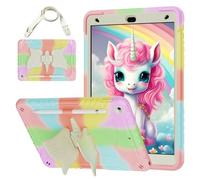 Jenyoog for iPad 9th/8th/7th Generation Case 10.2",Unicorn Stand & Pencil Holder Shoulder Strap,Shockproof for iPad 10.2 Case 2021/2020/2019 Kids (Colourful RoseGold)