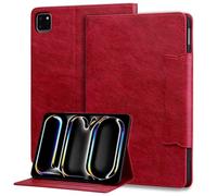 Jenyoog for iPad Air 13 Inch Case (M2) 2024 Released,PU Leather Multi-Angle Viewing Stand Shockproof Flip Case with Card Slot, Magnetic Clasp,Auto Sleep/Wake (Red)