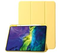 Jenyoog for iPad Pro 11 Inch Case M4(2024, 5th Gen),Leather Trifold Stand Magnetic Smart Cover with Shiny Clear TPU Back, Support Touch ID, Auto Wake for iPad Pro 11 2024 (Yellow)