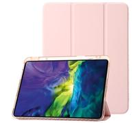 Jenyoog for iPad Pro 11 Inch Case M4(2024, 5th Gen),Leather Trifold Stand Magnetic Smart Cover with Shiny Clear TPU Back, Support Touch ID, Auto Wake for iPad Pro 11 2024 (Pink)