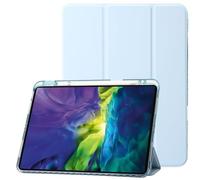 Jenyoog for iPad Pro 11 Inch Case M4(2024, 5th Gen),Leather Trifold Stand Magnetic Smart Cover with Shiny Clear TPU Back, Support Touch ID, Auto Wake for iPad Pro 11 2024 (Sky Blue)