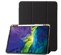 Jenyoog for iPad Pro 11 Inch Case M4(2024, 5th Gen),Leather Trifold Stand Magnetic Smart Cover with Shiny Clear TPU Back, Support Touch ID, Auto Wake for iPad Pro 11 2024 (Black)