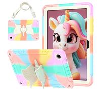 Jenyoog for Samsung Galaxy Tab A9+/ A9 Plus Case 11 inch 2023 (SM-X210/X216/X218),Full-Body Protective Case,Shockproof Unicorn Stand Shoulder Strap A9+ Tablet Case (Colourful RoseGold)