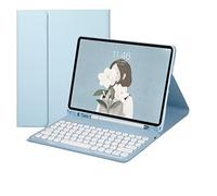 Jenyoog Keyboard Case for iPad 9.7 inch, Cover for iPad Air 1 2 Pro 5th 6th 2018 2017 Generation,Detachable Wireless Keyboard Stand Cover with Pencil Holder for iPad Case 9.7 inch (Light Blue)