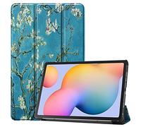 Jenyoog Leather Case for Samsung Galaxy Tab S6 Lite 10.4-inch 2024/2022/2020, Slim Fit Smart Full Body Cover with Magnetic Trifold Stand Auto Sleep/Wake (Apricot Blossom)