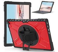 Jenyoog Protective Case for Surface Pro 7 Plus (2021)/ Pro 7 (2019)/ Pro 6 (2018)/ Pro 5 (2017)/ Pro 4 (2015) with Kickstand Hand Strap, Compatible with Type Cover Keyboard (Red)