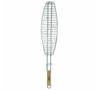 Jenzi fish grill with wooden handle, length approx. 71cm, made of stainless...