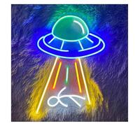 Jeocoai Neon Light Sign Hanging Art Neon Signs UFO Alien with Adjustable Brightness 35cmx35cm
