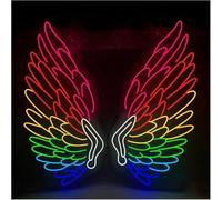 Jeocoai Neon Light Sign Soothing Ambient Angel Wing Neon Sign Lamp Powered by Adjustable Brightness Lights(B,32cmx75cm)