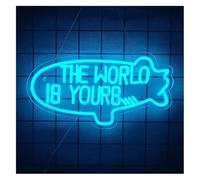 Jeocoai Neon Light Sign The World IS Yours Wall Decoration neon Light 42cm×23cm