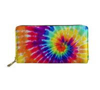 JEOCODY Leather Women's Wallet Long Coin Purse Clutch Multi Card Organizer Cell Phone Case, Colorful Tie Dye, One Size, Travel Wallet