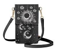 JEOCODY Touch Screen Phone Purse, Lightweight Small Wallet Purses and Handbags with a Shoulder Strap for Women, Black Gothic Moon Star, One Size