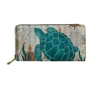 JEOCODY Women Long Wallet Zip Around PU Leather Phone Clutch Travel Card Holder Cute Animal Purse - green - One Size