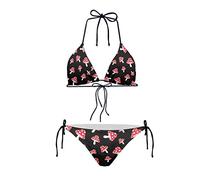 JEOCODY Women's High Waist Halter Bikini Set Two Piece Swimsuits String Triangle Bikini Sets, Red Mushroom, Medium
