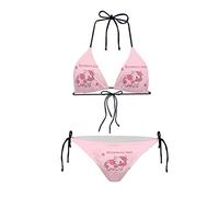 JEOCODY Women's High Waist Halter Bikini Set Two Piece Swimsuits Triangle Bikini Sets, Pink Cow Print, Medium