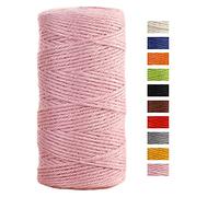 JeogYong jute Twine String 2mm x 100m Natural Colored 3-ply Garden Twine Kitchen Cord Thick Rope for Decoration, Floristry, DIY Arts & Crafts, Bundling, Wrapping Gifts (Pink)